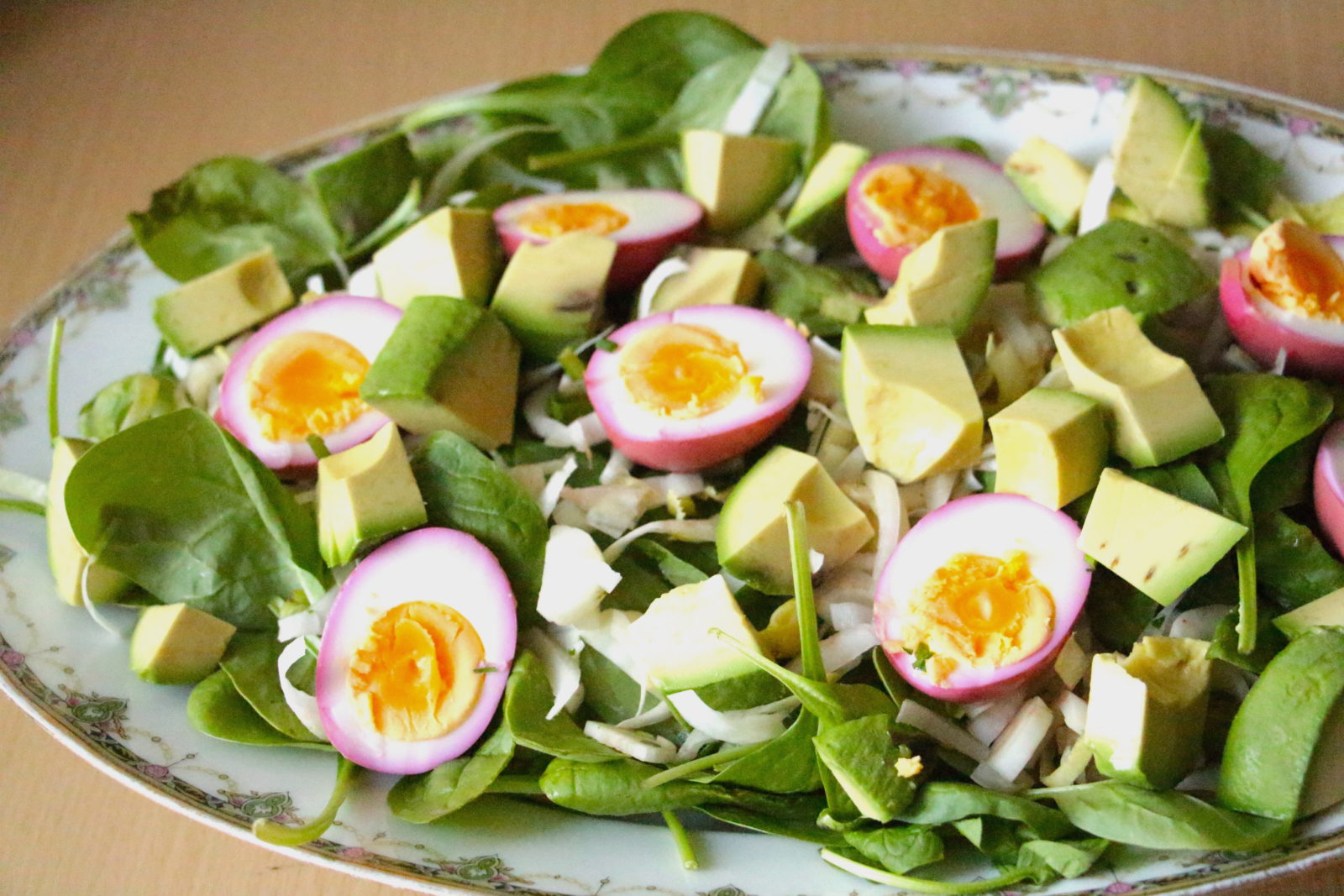Beet-Pickled Egg and Avocado Salad